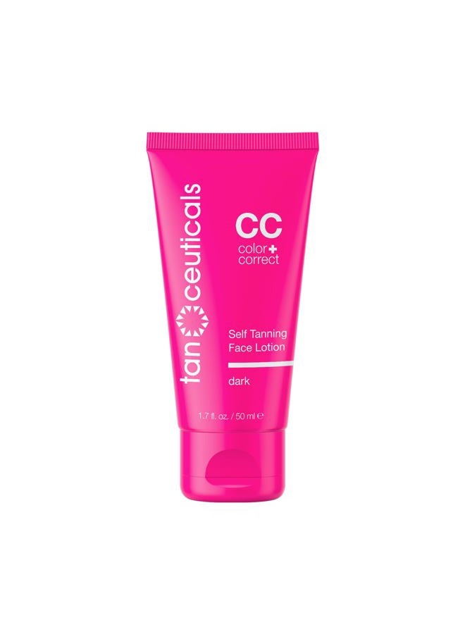 Tanceuticals Facial Self Tanner - CC Self Tanning Lotion for Face Gives Natural, Long Lasting Sunless Tan - Fresh Coconut Scent - Won't Clog Pores or Cause Acne - Easy to Apply - Dark Shade 50ml - Image 1